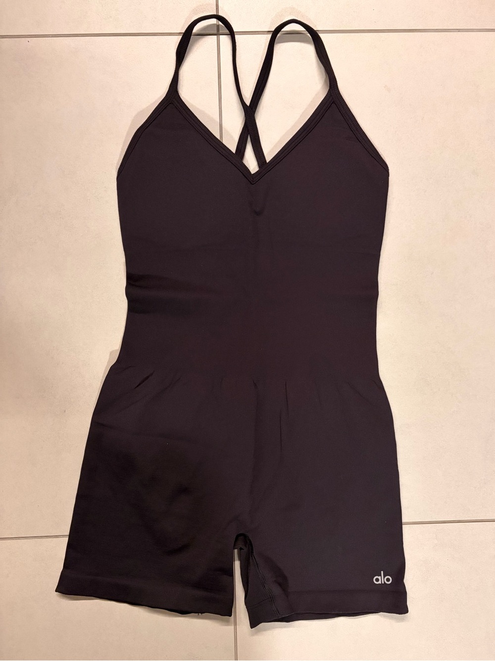 Alo Womens Black One-Piece Active Romper